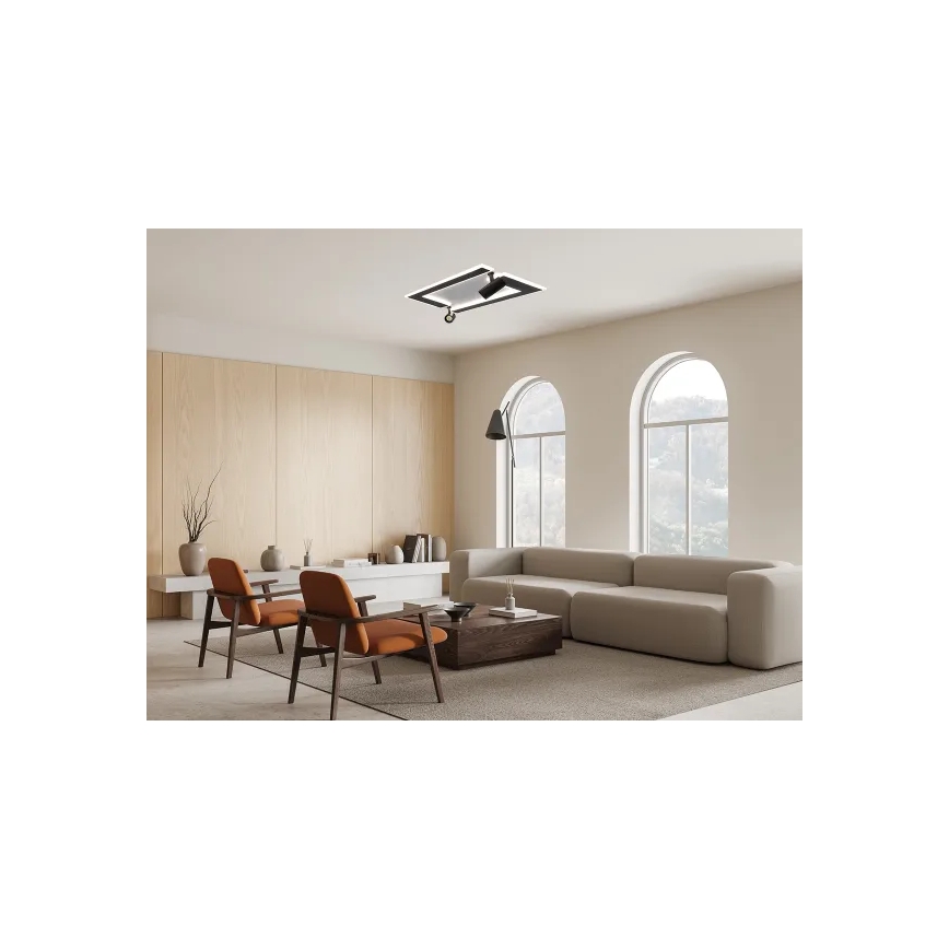 Plafón LED regulable LED/80W/230V 3000-6500K negro + control remoto