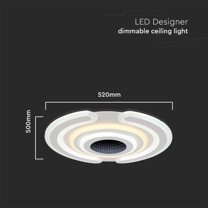 Plafón LED regulable LED/95W/230V 3000-6500K + control remoto