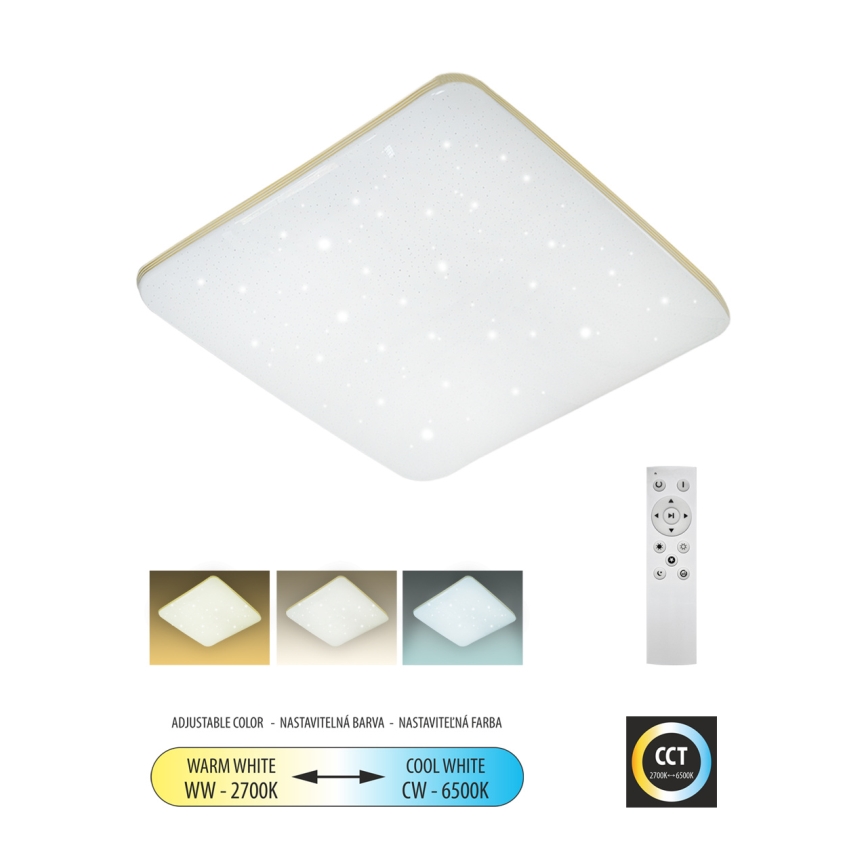Plafón LED regulable MANA LED/36W/230V 2700-6500K 43x43 cm + control remoto
