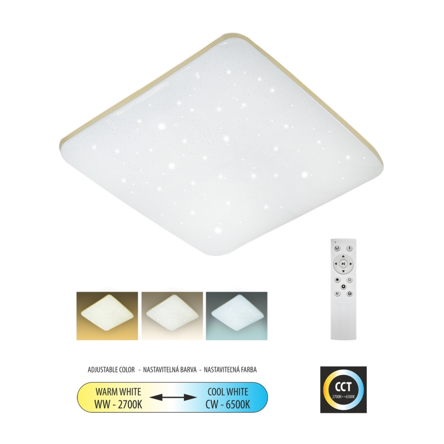 Plafón LED regulable MANA LED/60W/230V 2700-6500K 53x53 cm + control remoto