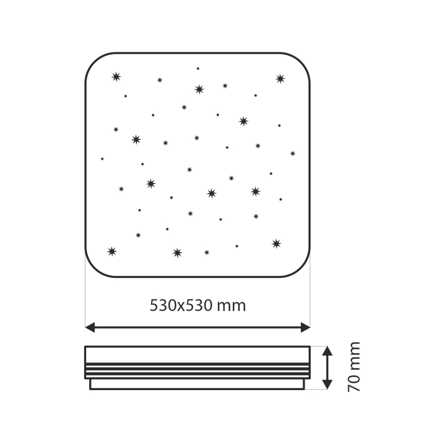 Plafón LED regulable MANA LED/60W/230V 2700-6500K 53x53 cm + control remoto