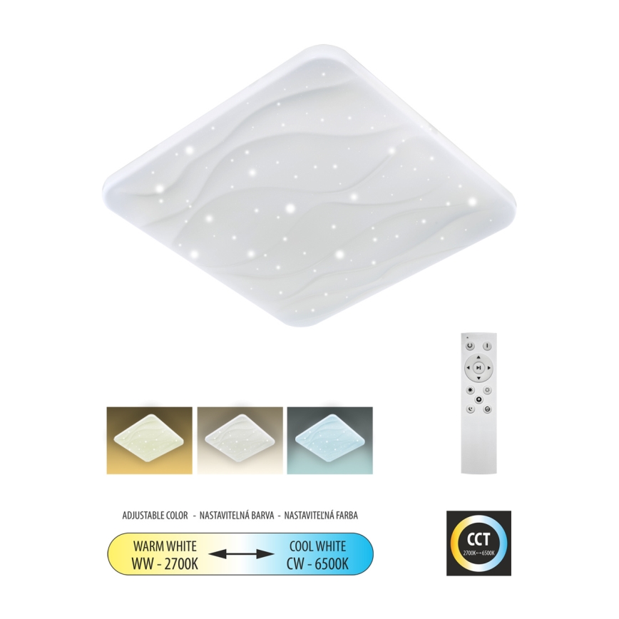 Plafón LED regulable NERIS LED/36W/230V 2700-6500K 43x43 cm + control remoto