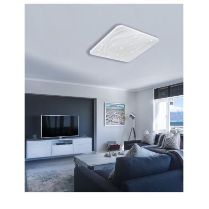 Plafón LED regulable NERIS LED/60W/230V 2700-6500K 53x53 cm + control remoto