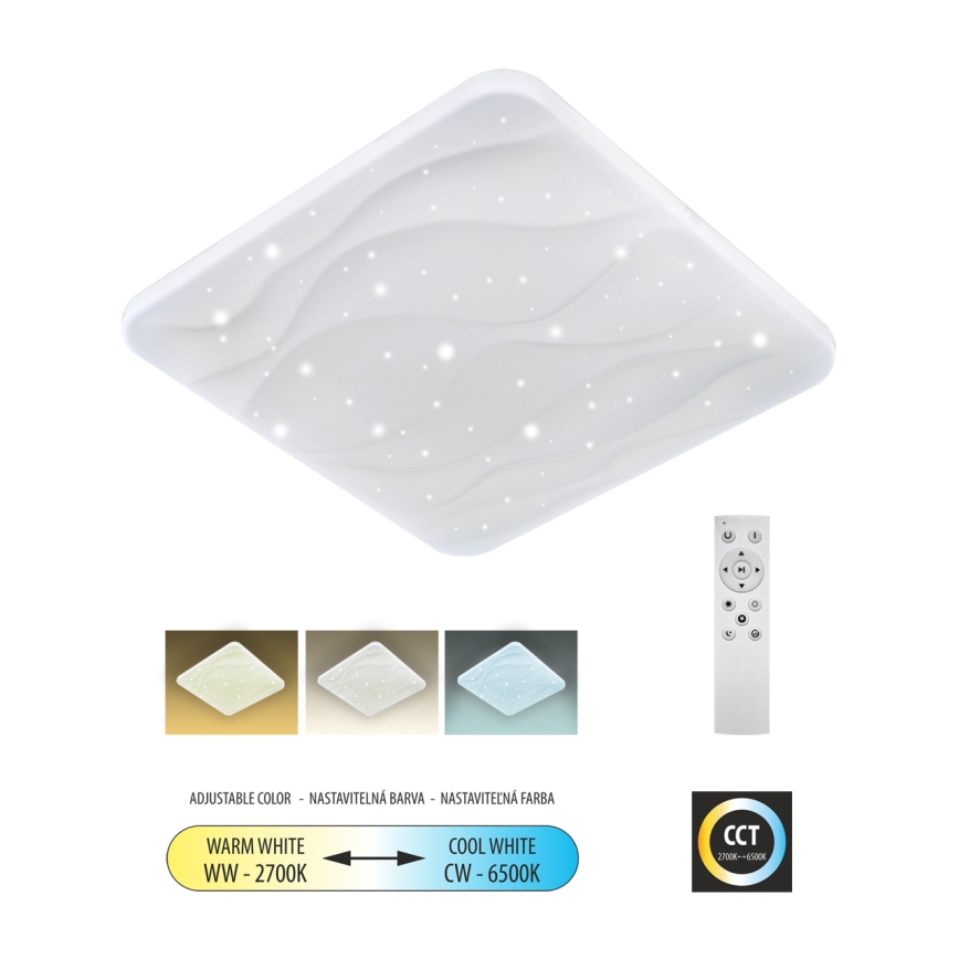 Plafón LED regulable NERIS LED/60W/230V 2700-6500K 53x53 cm + control remoto