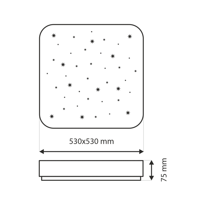 Plafón LED regulable NERIS LED/60W/230V 2700-6500K 53x53 cm + control remoto