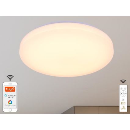 Plafón LED regulable OPAL LED/48W/230V 2700-6500K Wi-Fi Tuya blanco + control remoto
