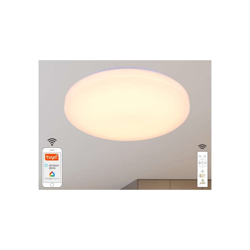 Plafón LED regulable OPAL LED/48W/230V 2700-6500K Wi-Fi Tuya blanco + control remoto