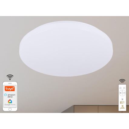 Plafón LED regulable OPAL LED/48W/230V 2700-6500K Wi-Fi Tuya blanco + control remoto