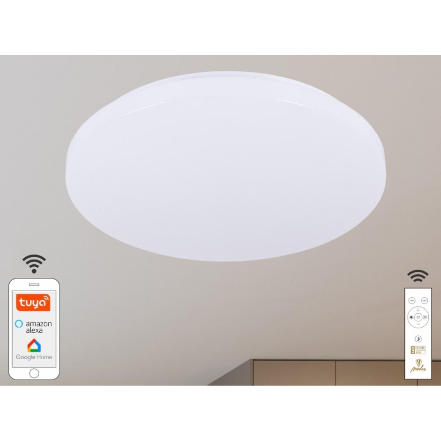 Plafón LED regulable OPAL LED/48W/230V 2700-6500K Wi-Fi Tuya blanco + control remoto