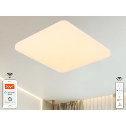 Plafón LED regulable OPAL LED/48W/230V 2700-6500K Wi-Fi Tuya blanco + control remoto