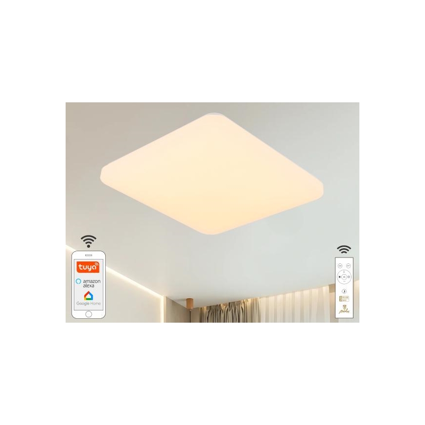 Plafón LED regulable OPAL LED/48W/230V 2700-6500K Wi-Fi Tuya blanco + control remoto