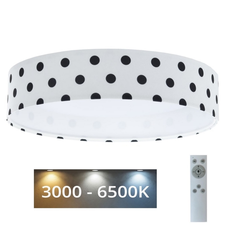 Plafón LED regulable para niños SMART GALAXY KIDS LED/24W/230V 3000-6500K puntos blanco/negro + mando a distancia