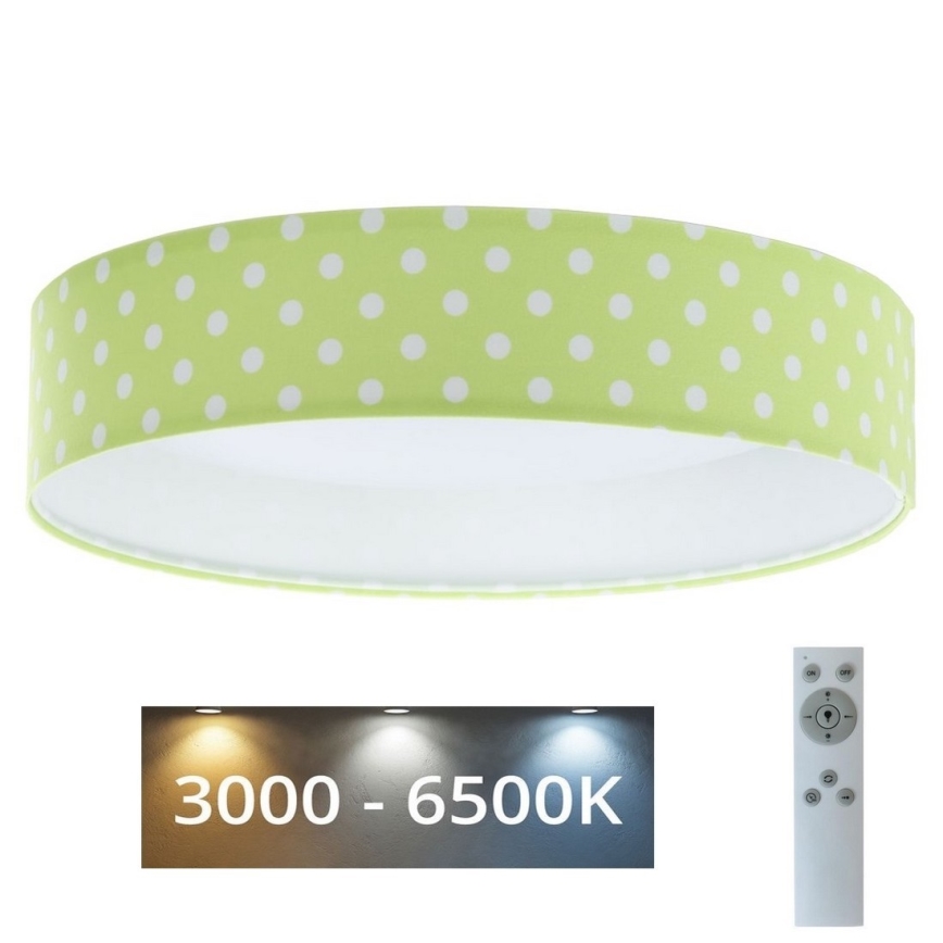 Plafón LED regulable para niños SMART GALAXY KIDS LED/24W/230V 3000-6500K puntos verde/blanco + mando a distancia