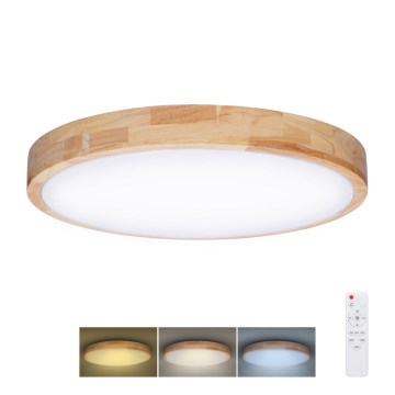 Plafón LED regulable SOLID OAK LED/48W/230V 3000-6500K roble diá. 39 cm + control remoto
