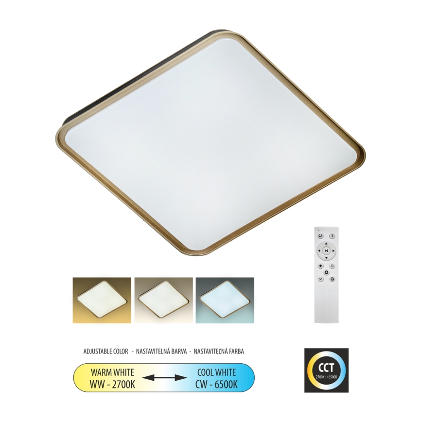 Plafón LED regulable UNA LED/60W/230V 2700-6500K 50x50 cm + control remoto