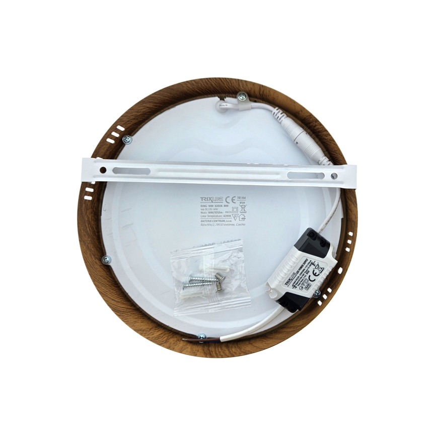 Plafón LED RING LED/18W/230V 4200K diá. 21 cm marrón