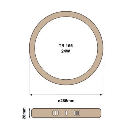 Plafón LED RING LED/24W/230V 4200K diá. 28,5 cm marrón