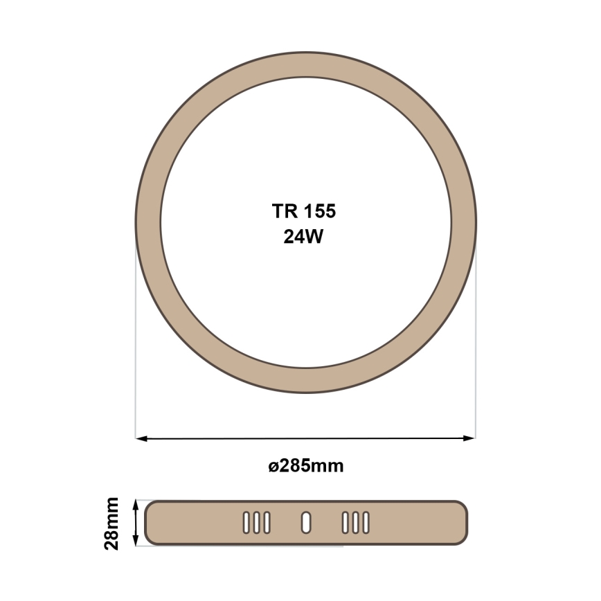 Plafón LED RING LED/24W/230V 4200K diá. 28,5 cm marrón