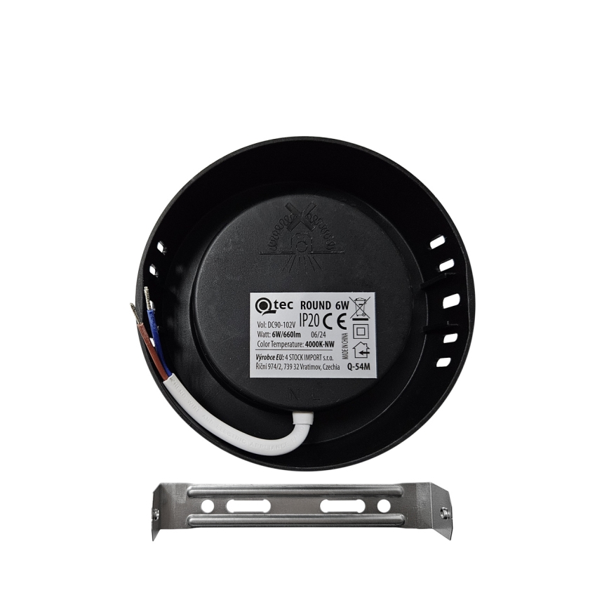 Plafón LED ROUND LED/6W/230V 4000K diá. 12,1 cm negro