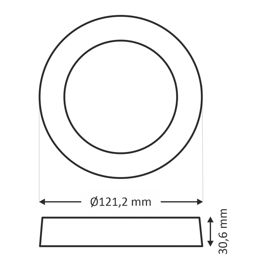 Plafón LED ROUND LED/6W/230V 4000K diá. 12,1 cm negro