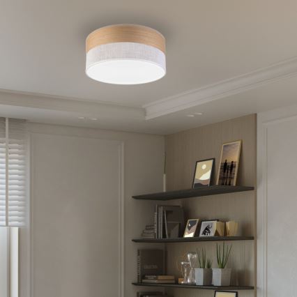 Plafón LED SIRJA WOOD LED/20W/230V diá. 35 cm blanco/roble