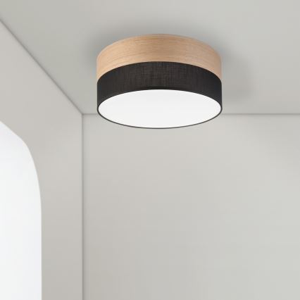 Plafón LED SIRJA WOOD LED/20W/230V diá. 35 cm negro/roble