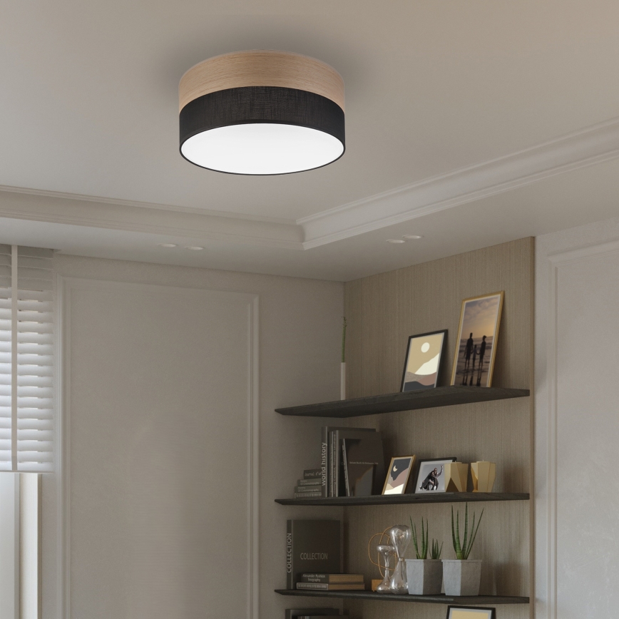 Plafón LED SIRJA WOOD LED/20W/230V diá. 35 cm negro/roble