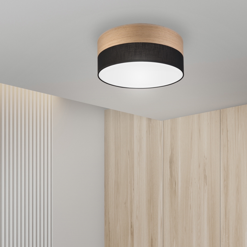 Plafón LED SIRJA WOOD LED/20W/230V diá. 35 cm negro/roble