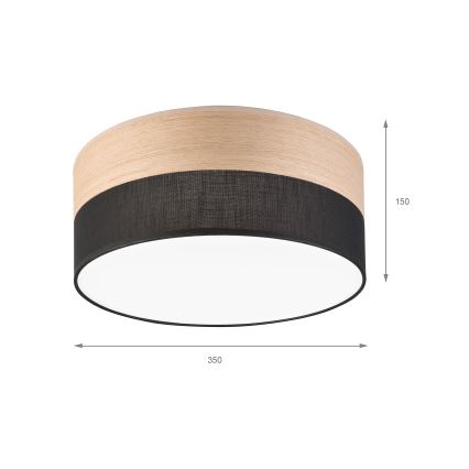 Plafón LED SIRJA WOOD LED/20W/230V diá. 35 cm negro/roble