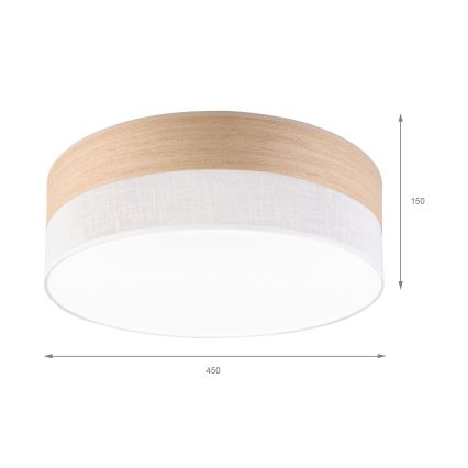 Plafón LED SIRJA WOOD LED/36W/230V diá. 45 cm blanco/roble