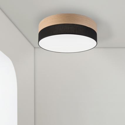Plafón LED SIRJA WOOD LED/36W/230V diá. 45 cm negro/roble