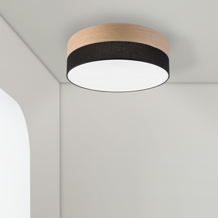 Plafón LED SIRJA WOOD LED/36W/230V diá. 45 cm negro/roble