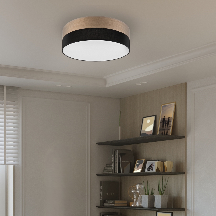 Plafón LED SIRJA WOOD LED/36W/230V diá. 45 cm negro/roble