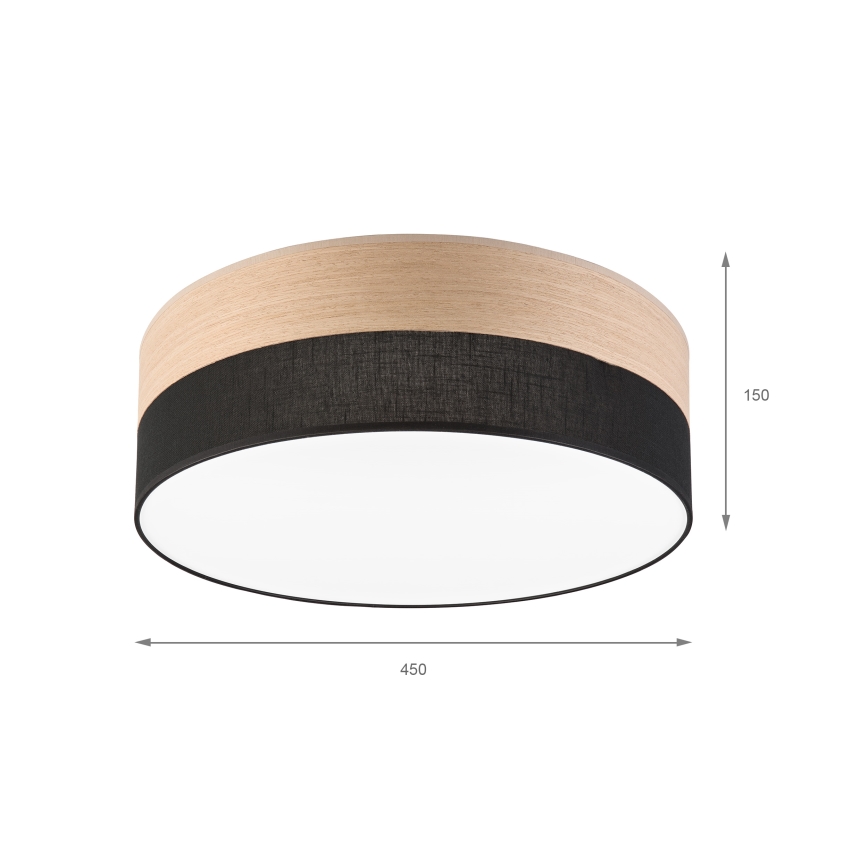 Plafón LED SIRJA WOOD LED/36W/230V diá. 45 cm negro/roble