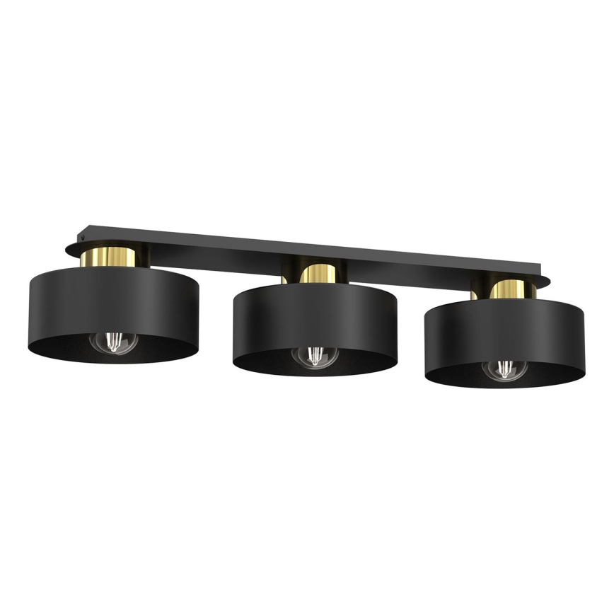 Plafón MARTI 3xE27/15W/230V negro/dorado
