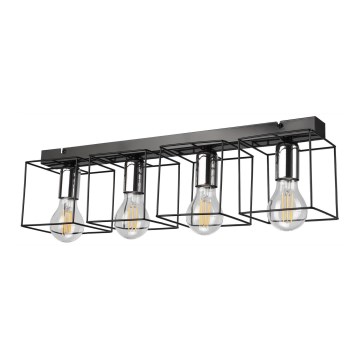 Plafón MIKA 4xE27/60W/230V 61 cm negro/cromo brillante