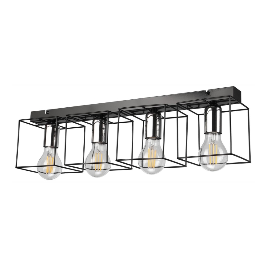 Plafón MIKA 4xE27/60W/230V 61 cm negro/cromo brillante