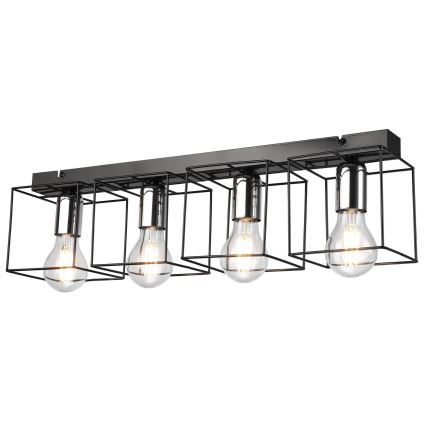 Plafón MIKA 4xE27/60W/230V 61 cm negro/cromo brillante