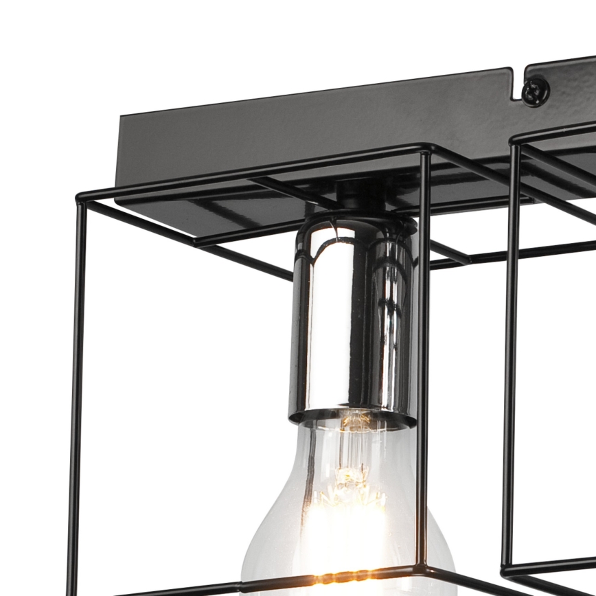 Plafón MIKA 4xE27/60W/230V 61 cm negro/cromo brillante