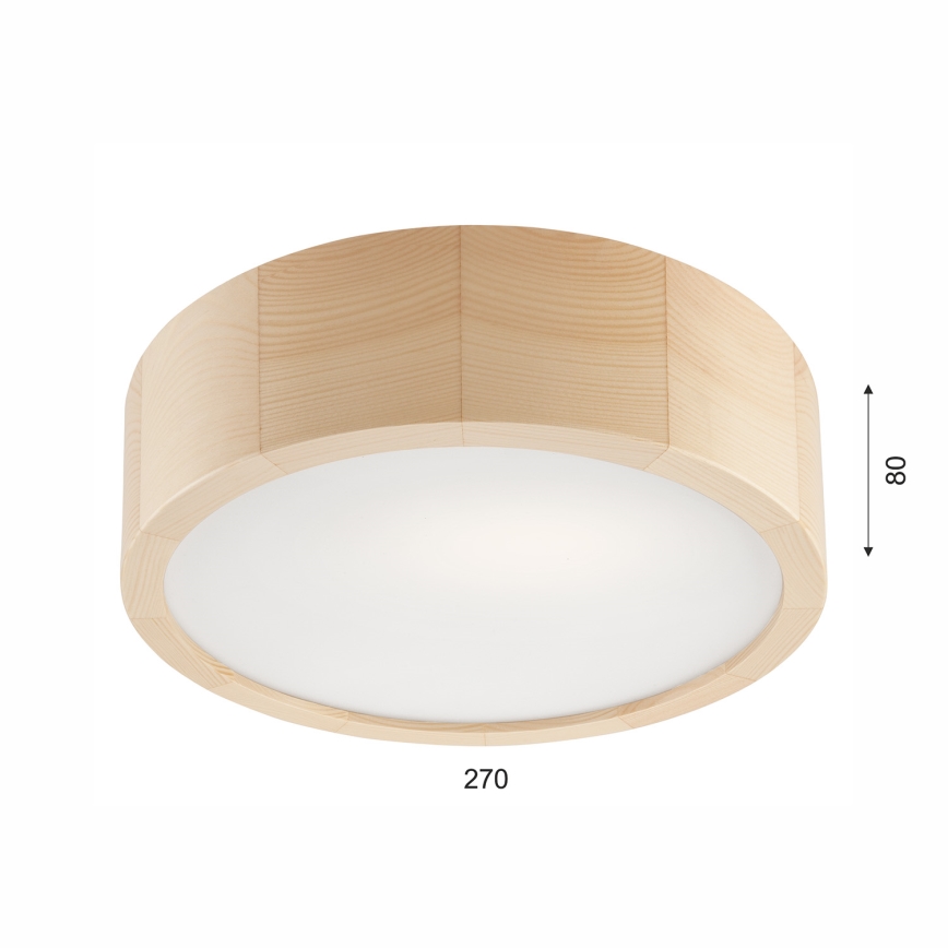 Plafón NATURAL 1xE27/60W/230V ø 27 cm pino