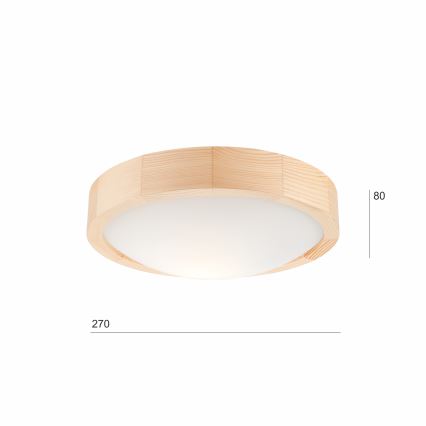 Plafón NATURAL SLIM 1xE27/60W/230V ø 27 cm pino