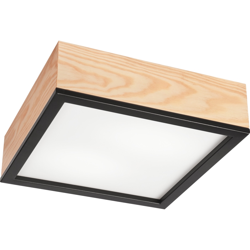 Plafón NATURAL SQUARE 2xE27/15W/230V 31x31 cm pino/negro
