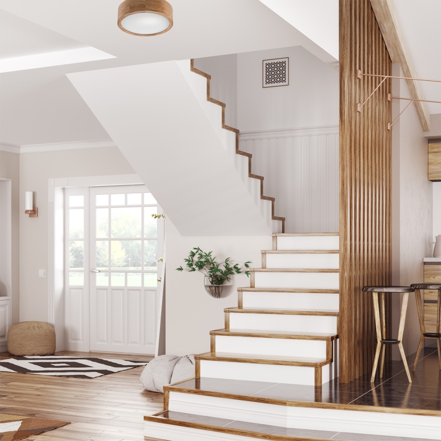 Plafón OAK 1xE27/60W/230V roble ø 27,5 cm - FSC Certificado