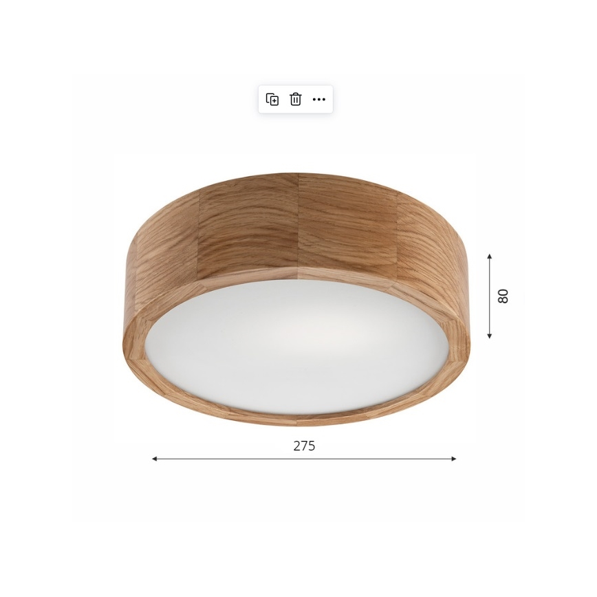 Plafón OAK 1xE27/60W/230V roble ø 27,5 cm - FSC Certificado