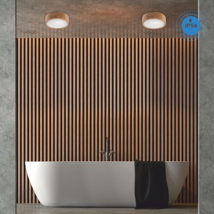 Plafón de baño OAK 2xE27/15W/230V IP54 roble ø 27 cm