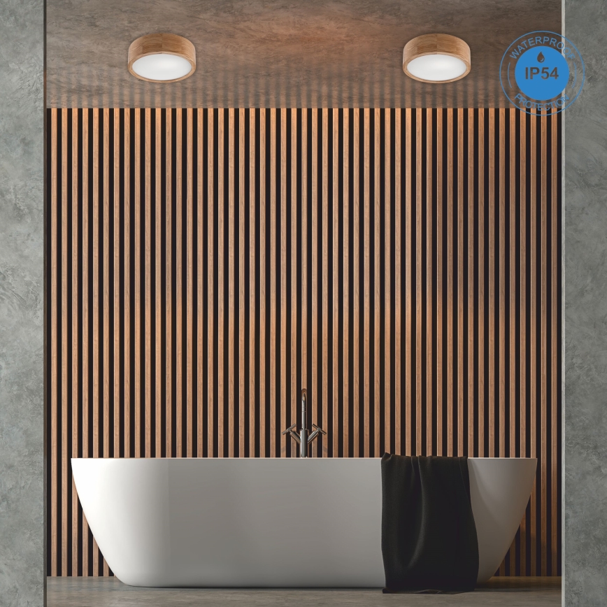 Plafón de baño OAK 2xE27/15W/230V IP54 roble ø 27 cm