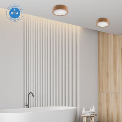 Plafón de baño OAK 2xE27/15W/230V IP54 roble ø 27 cm