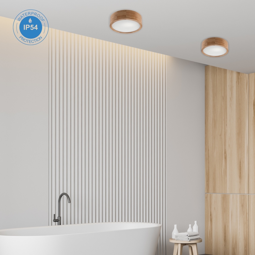 Plafón de baño OAK 2xE27/15W/230V IP54 roble ø 27 cm