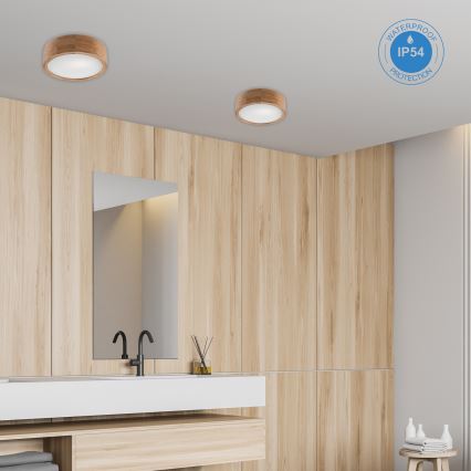 Plafón de baño OAK 2xE27/15W/230V IP54 roble ø 27 cm