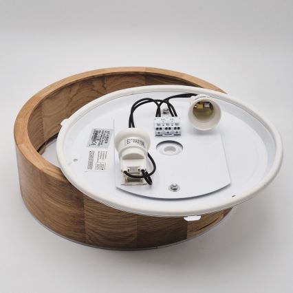 Plafón de baño OAK 2xE27/15W/230V IP54 roble ø 27 cm